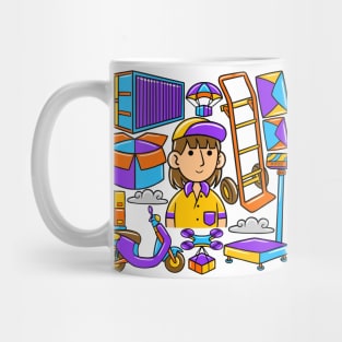 Woman Courier Kawaii Doodle Mug